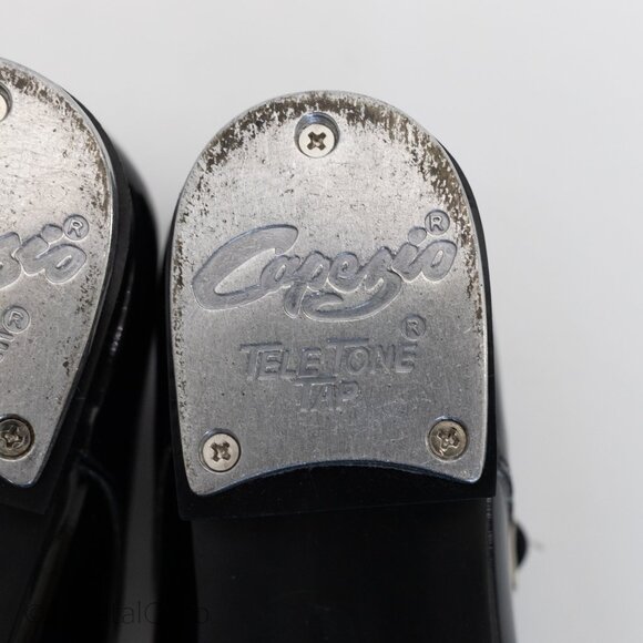 Capezio 3800 Women's 7.5 Tap Shoes Mary Jane Buckle Strap Tele Tone Patent Black - Picture 9 of 12